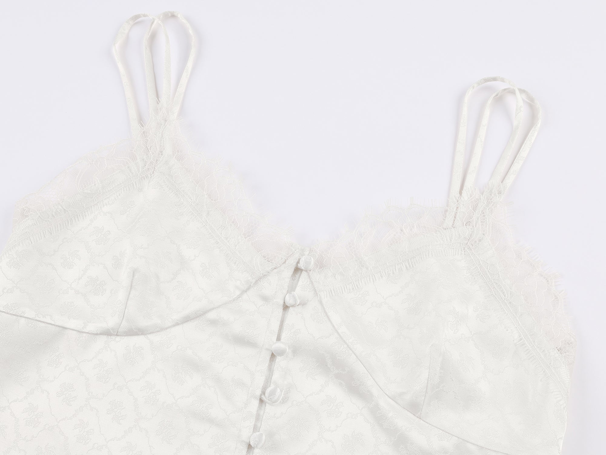 Lace-panel jacquard camisole