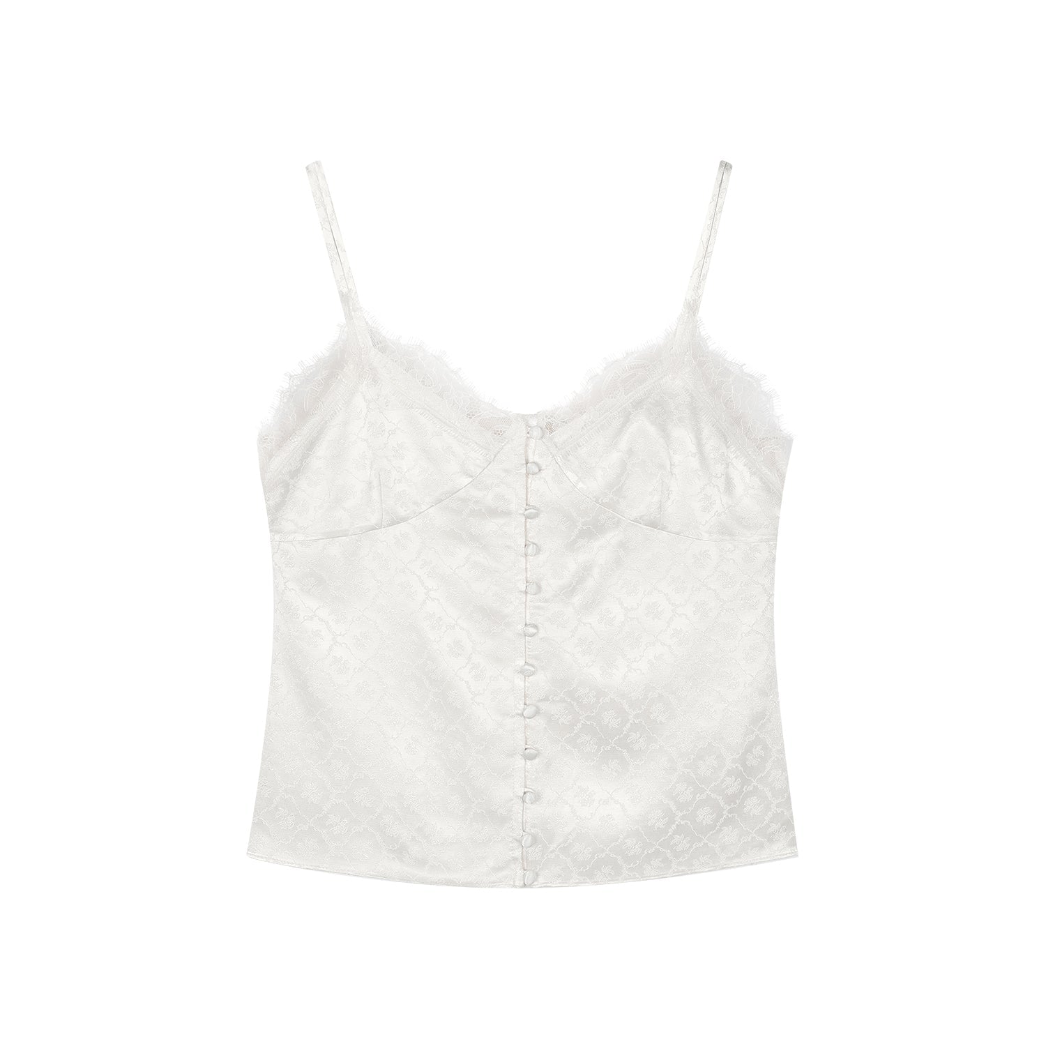 Jacquard camisole with lace trim