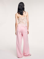 Jacquard camisole with lace trim