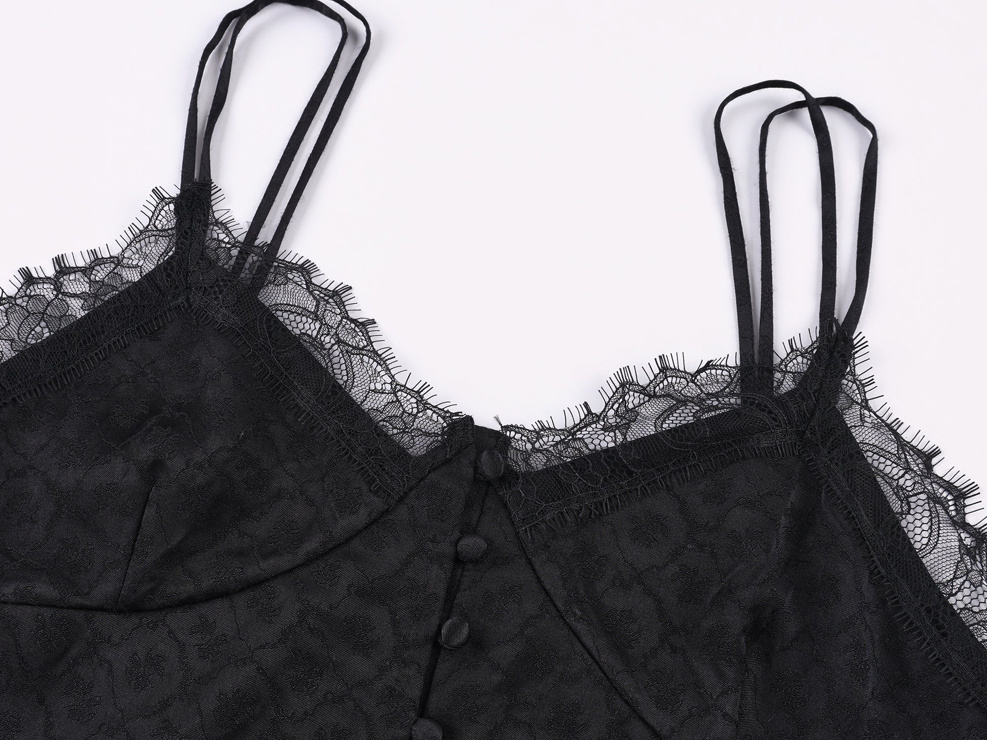 Jacquard camisole with lace trim