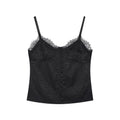 Jacquard camisole with lace trim
