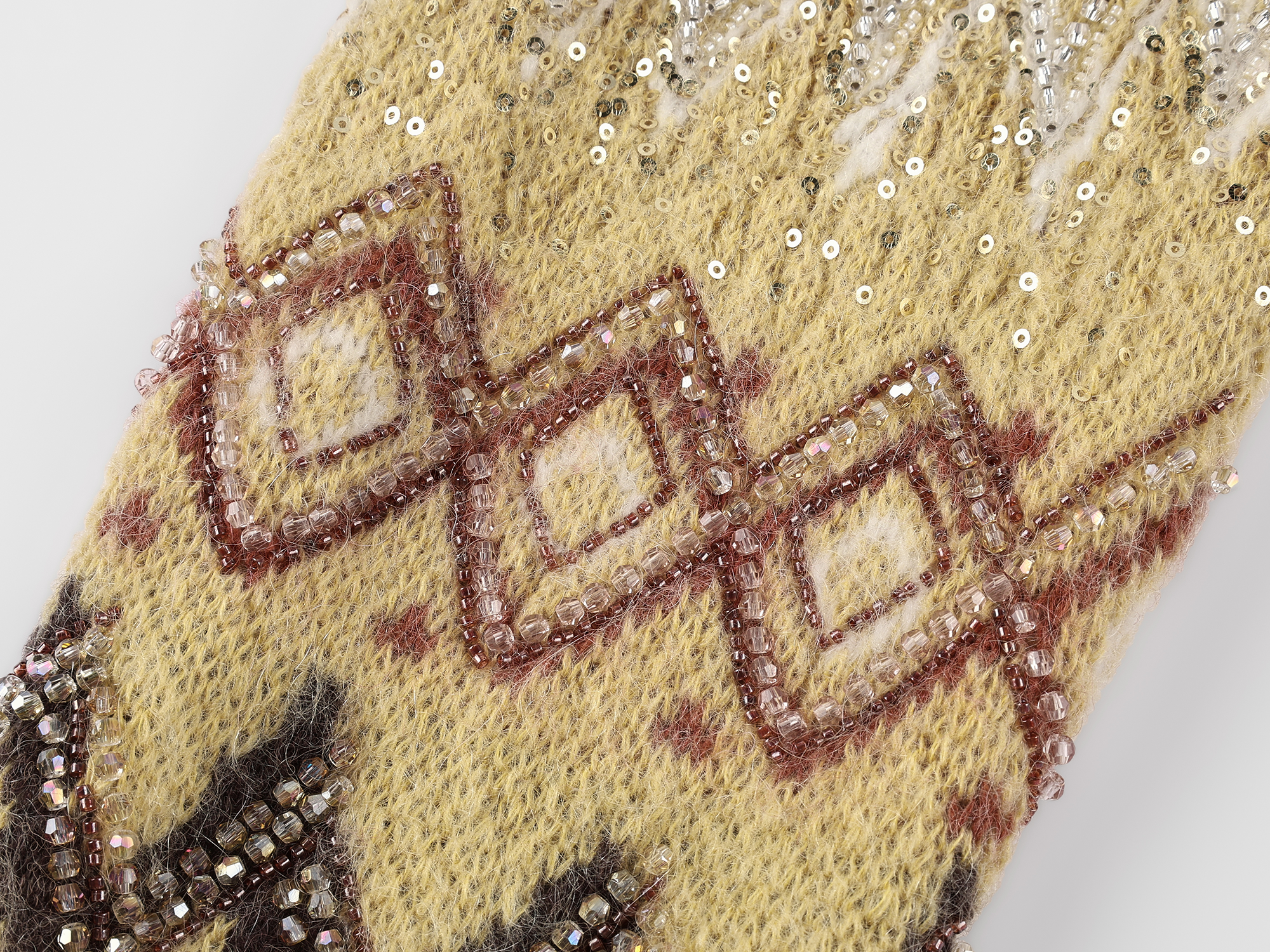 Sad bear fair isle sled-neck cardigan