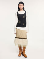 Magical garden beaded layered t-shirt