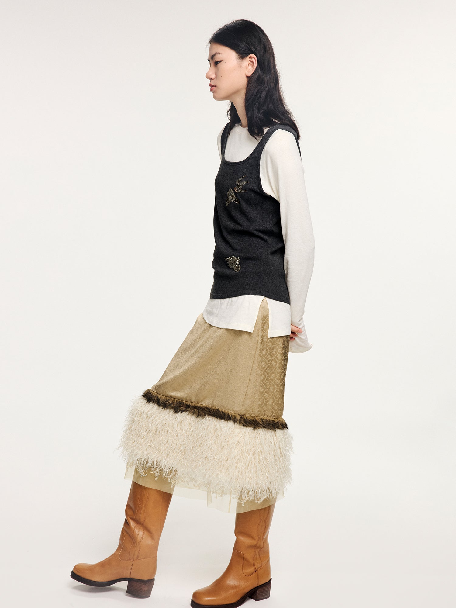 Magical garden beaded layered t-shirt