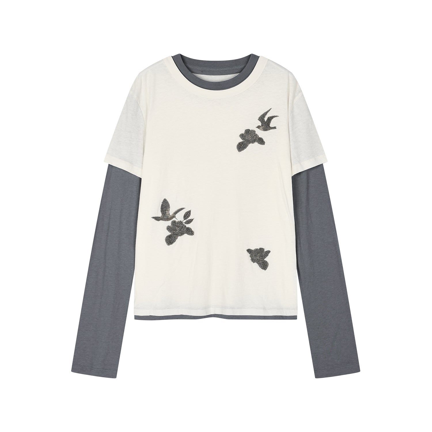 Magical garden beaded layered t-shirt