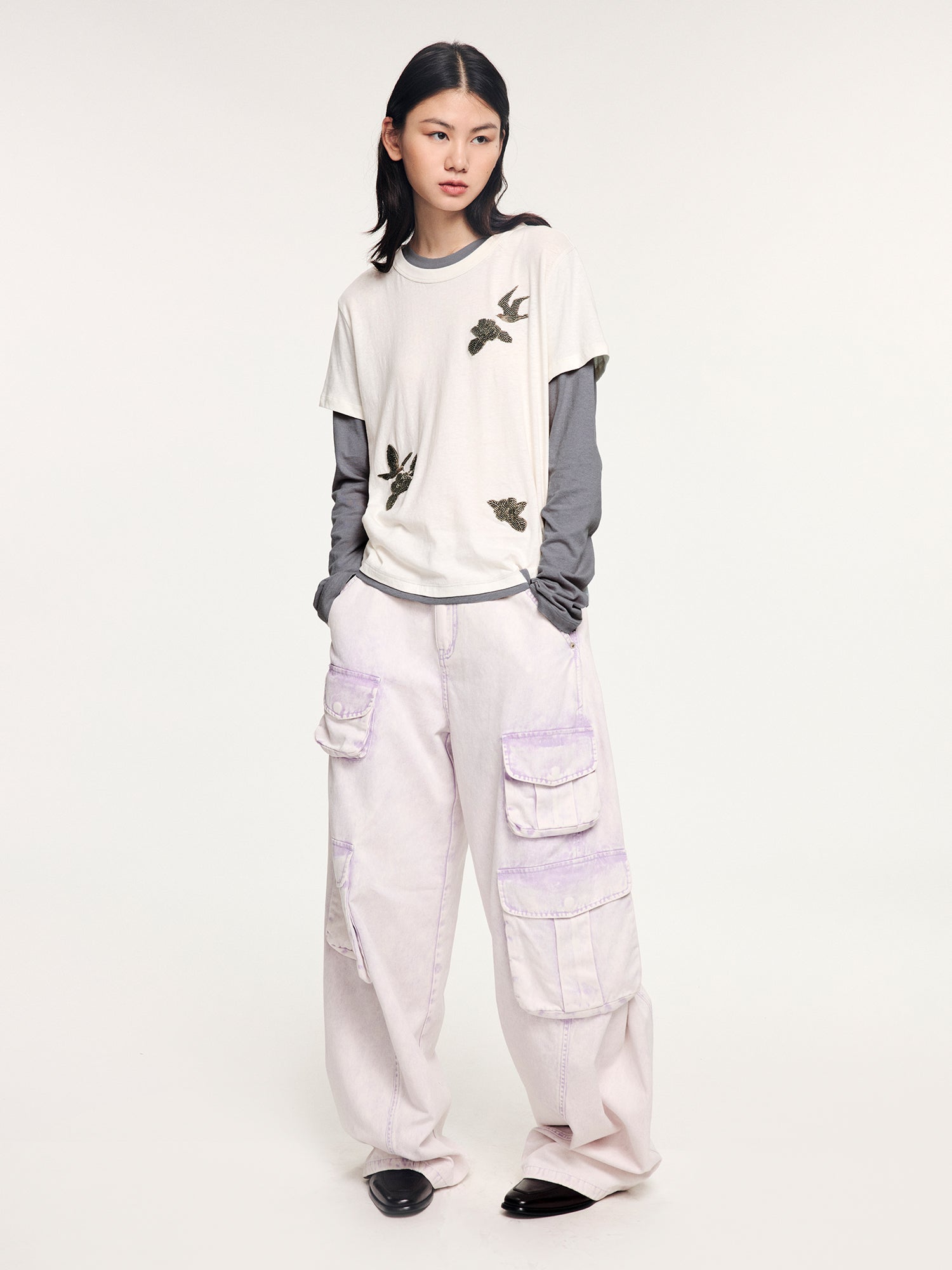 Magical garden beaded layered t-shirt