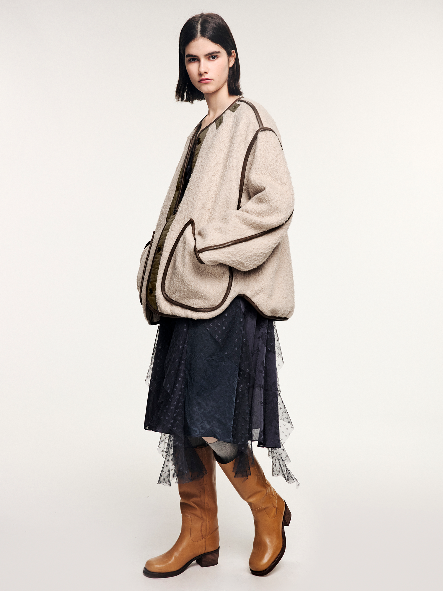 Contrast piping M65 inner cotton jacket