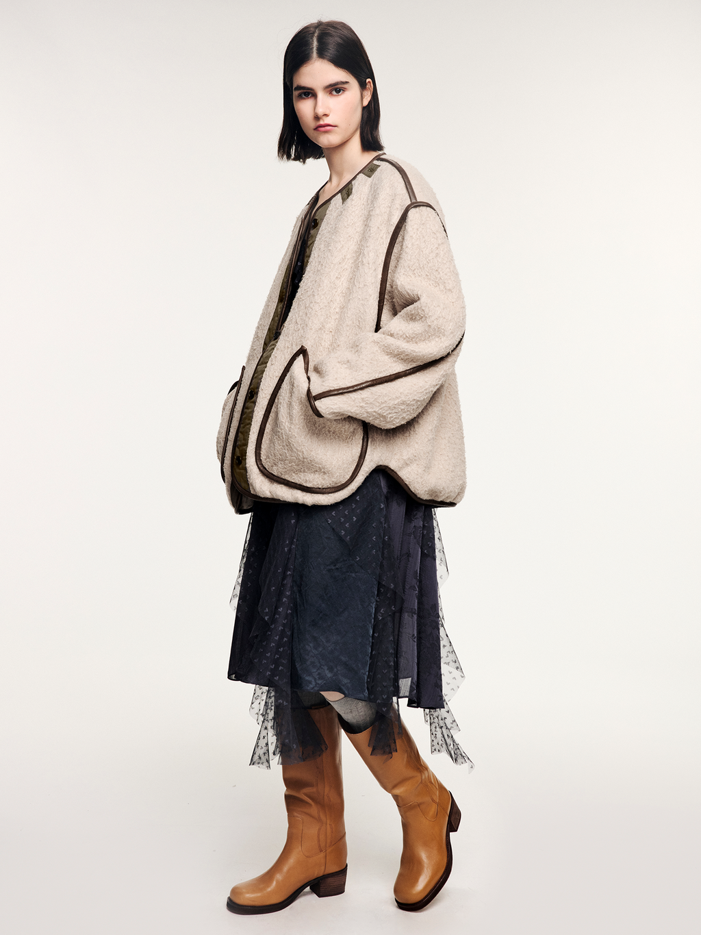 Contrast piping M65 inner cotton jacket