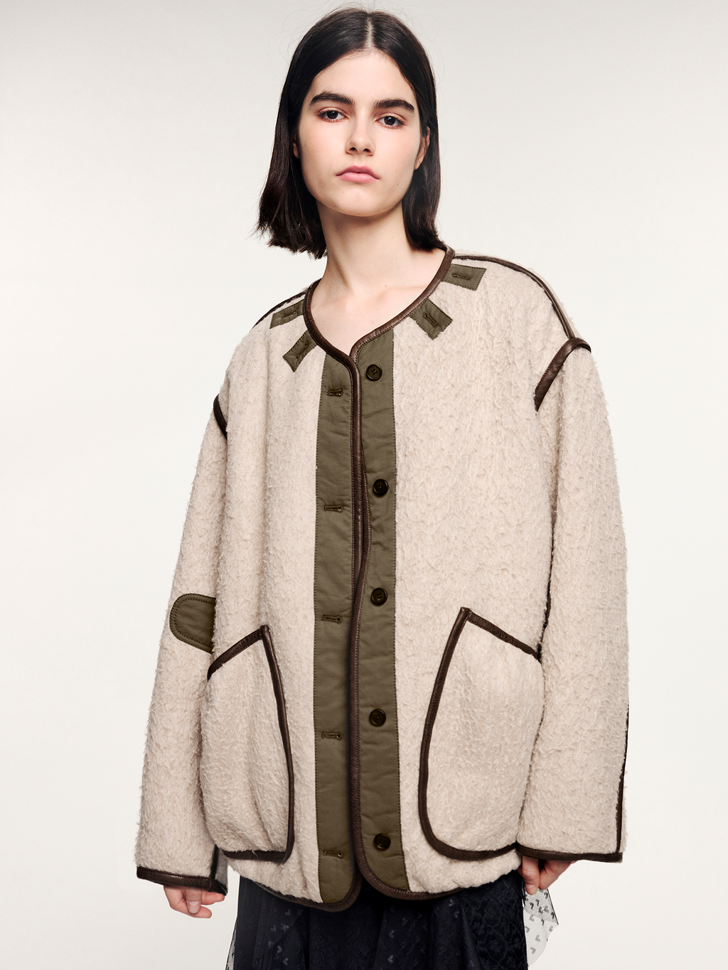 Contrast piping M65 inner cotton jacket