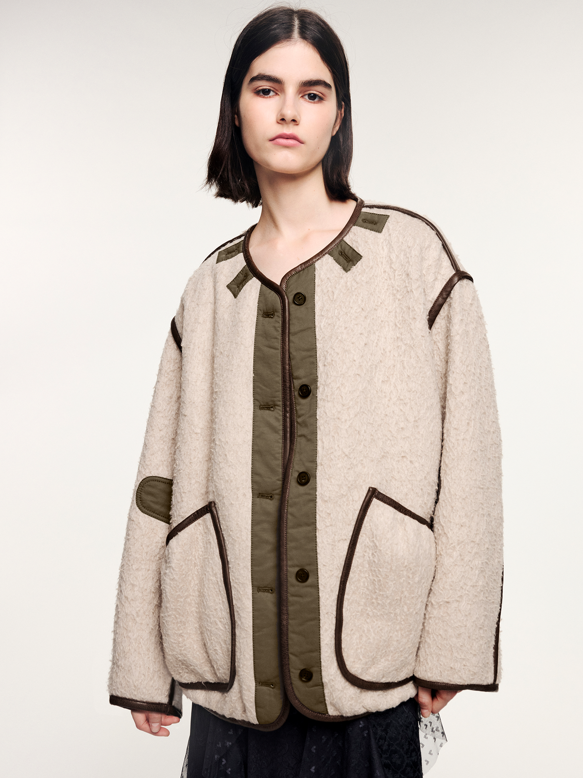 Contrast piping M65 inner cotton jacket