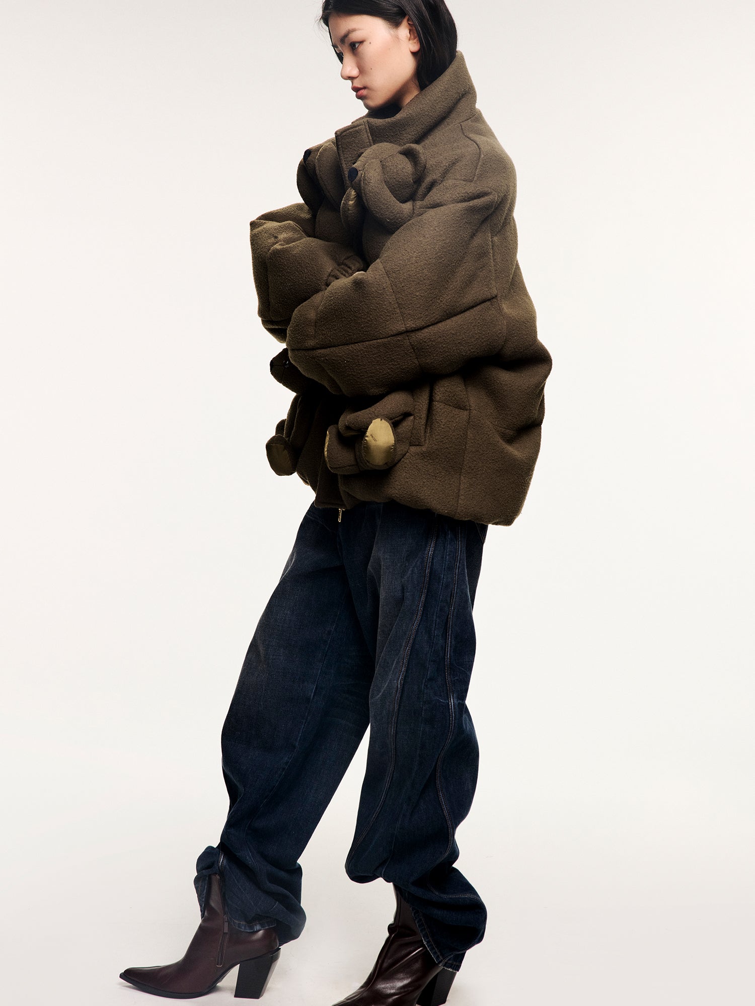 Sad bear 3d down jacket