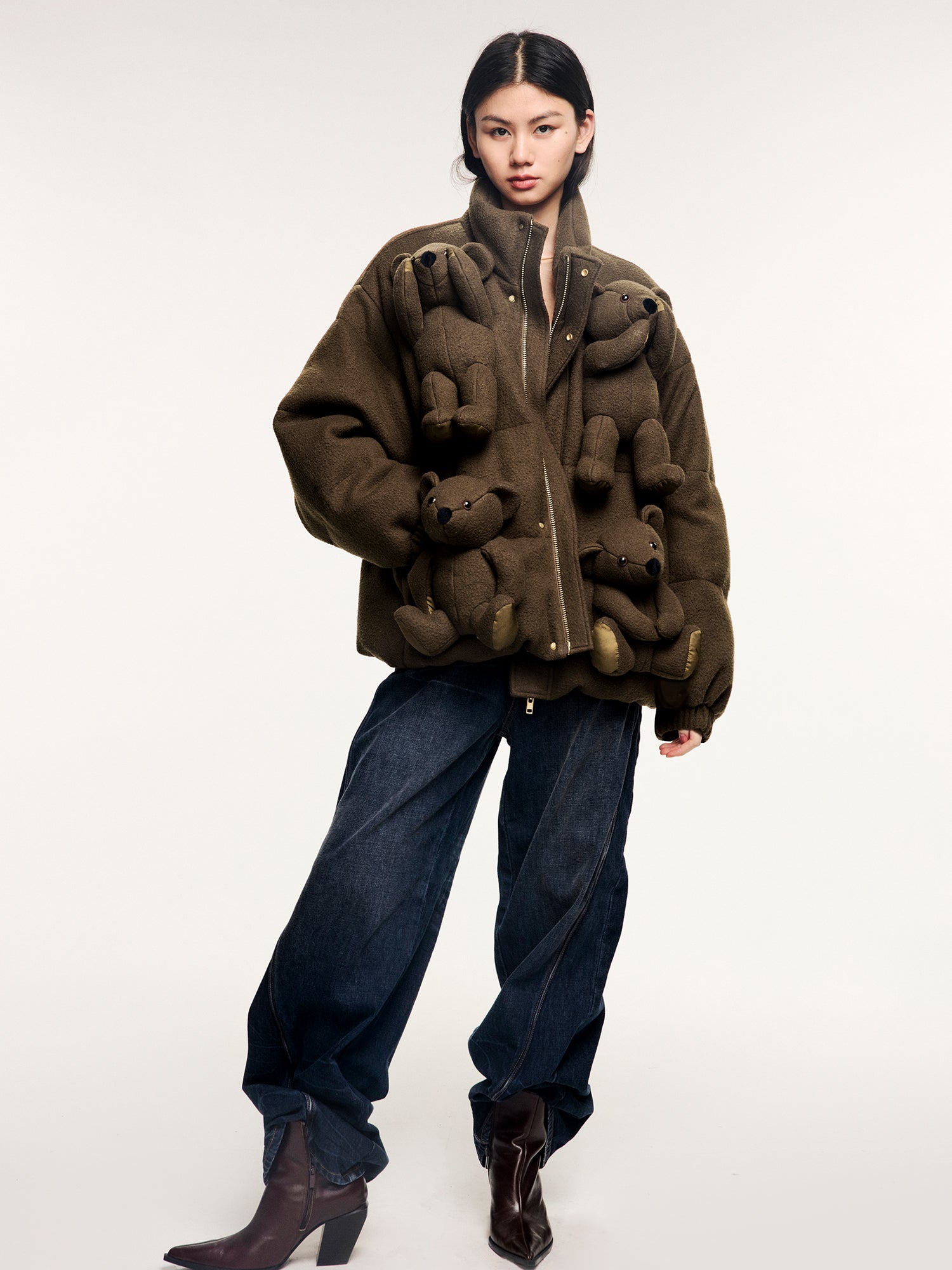 Sad bear 3d down jacket