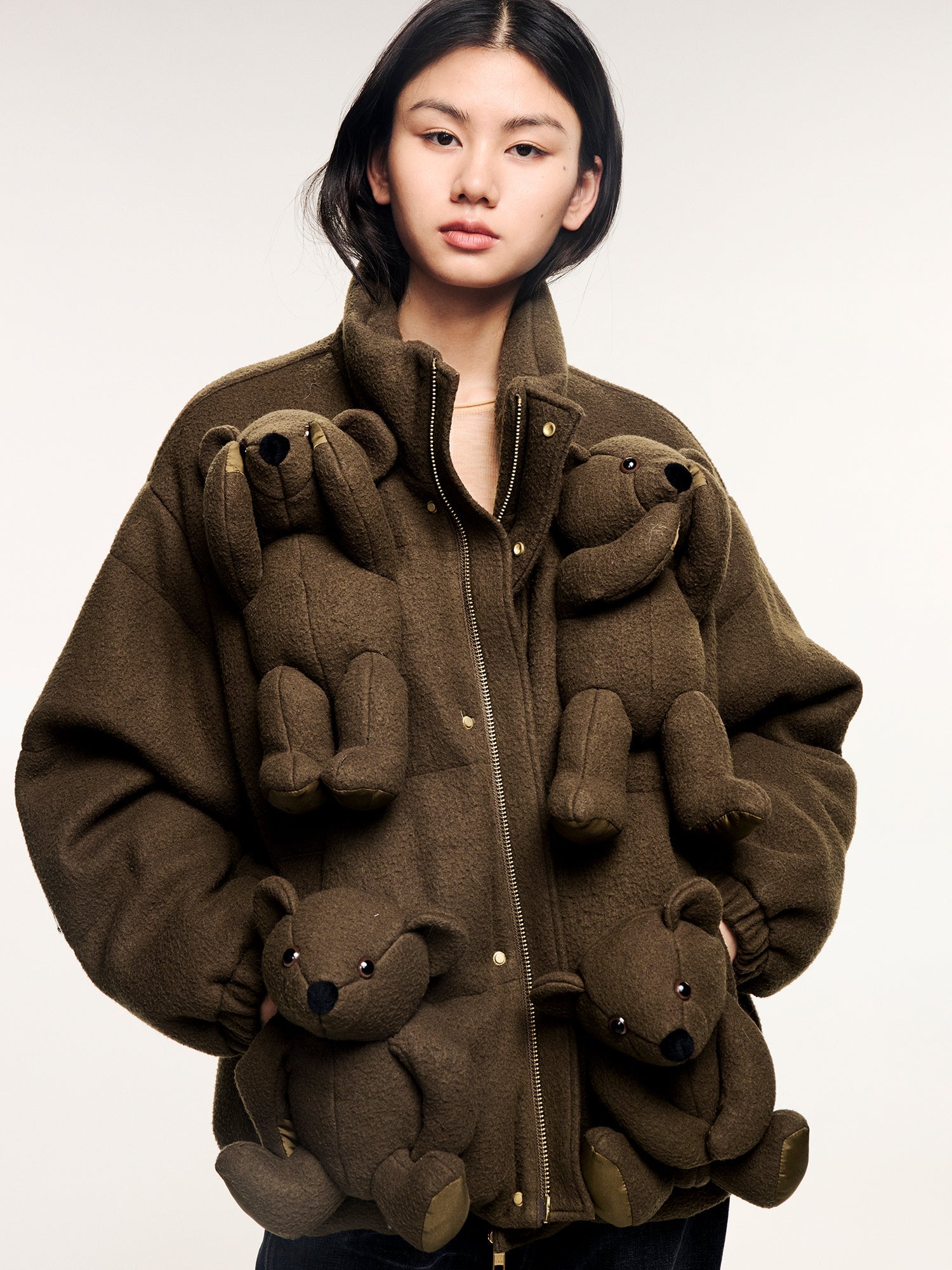 Sad bear 3d down jacket