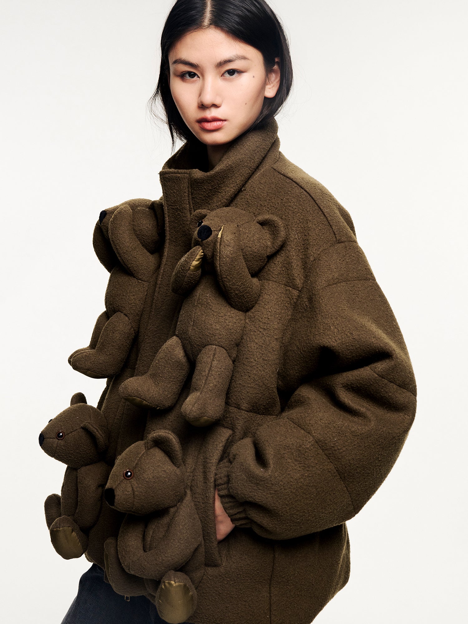 Sad bear 3d down jacket