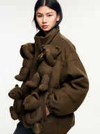Sad bear 3d down jacket