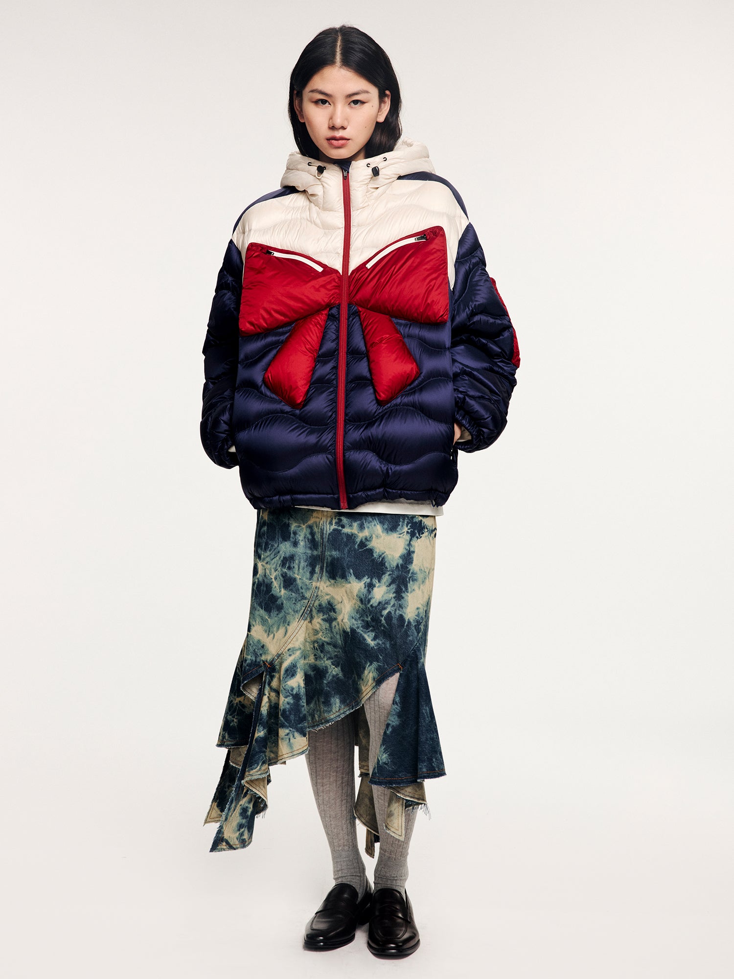 Classic bow outdoor down jacket