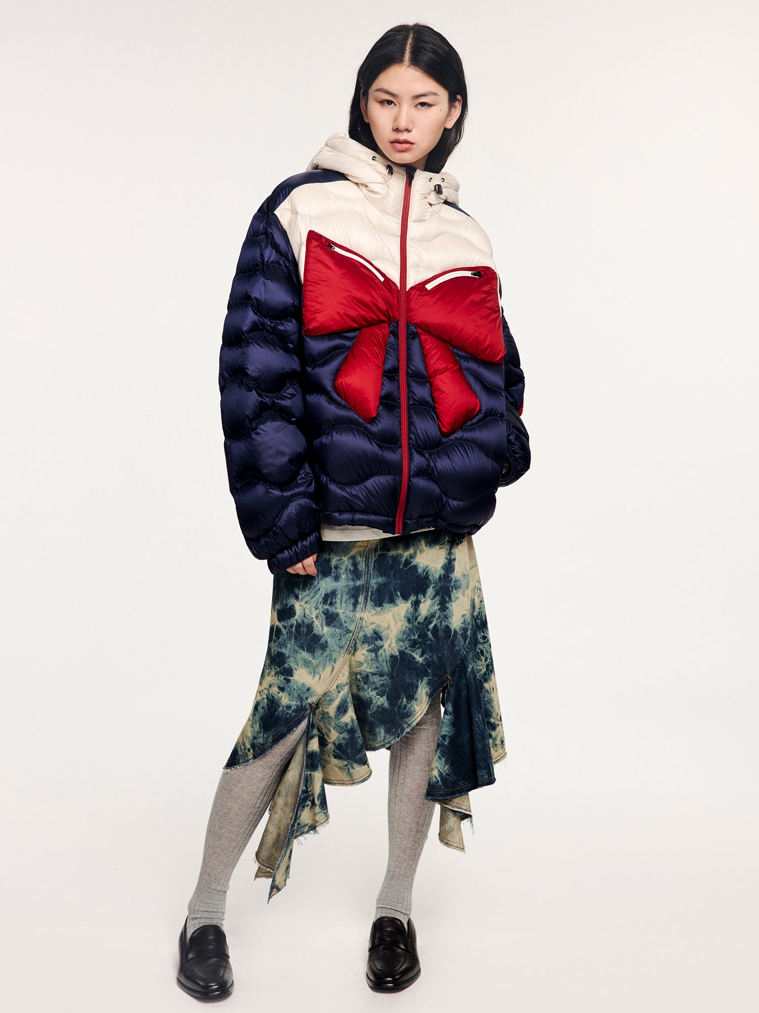 Classic bow outdoor down jacket