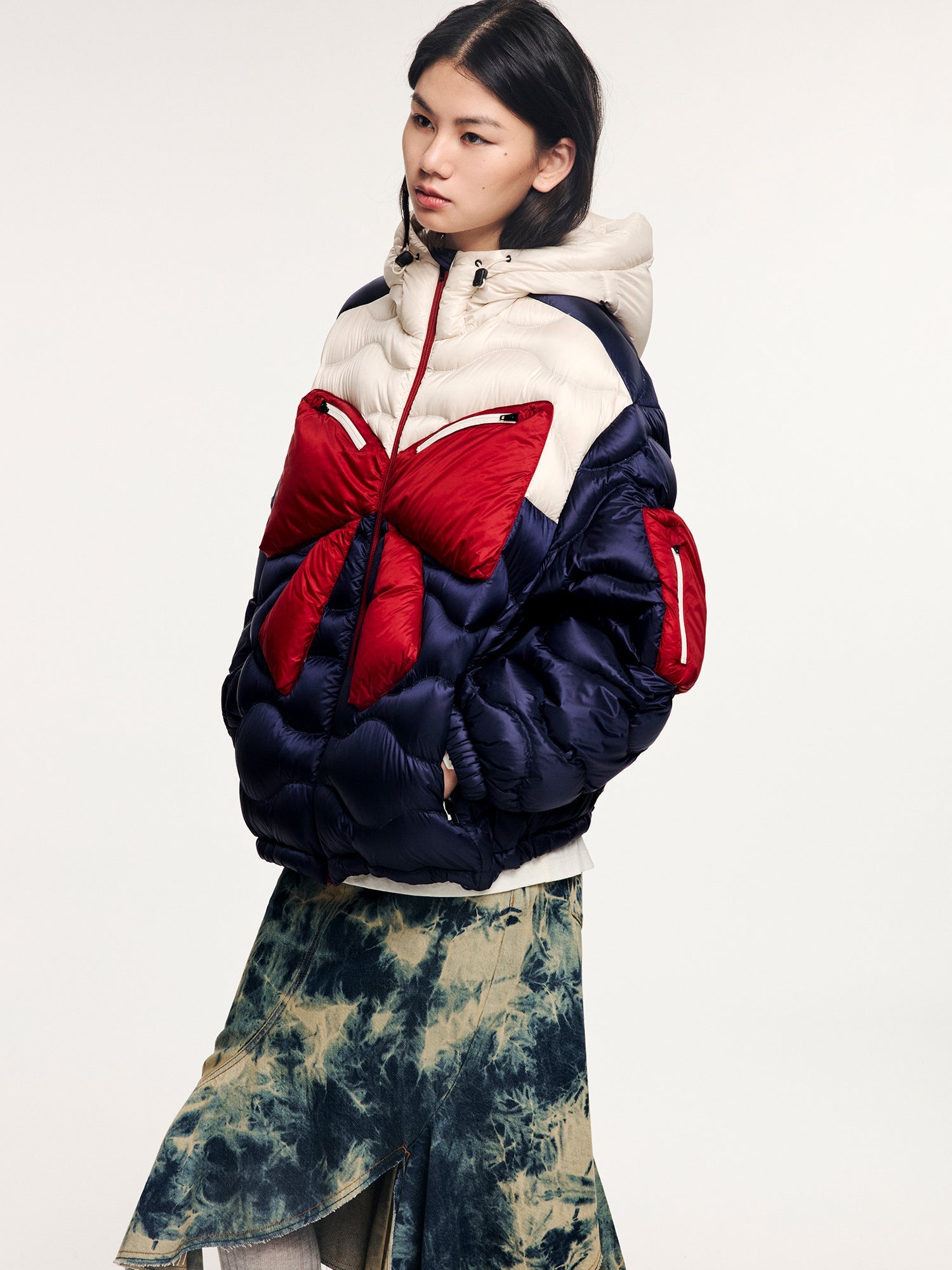 Classic bow outdoor down jacket