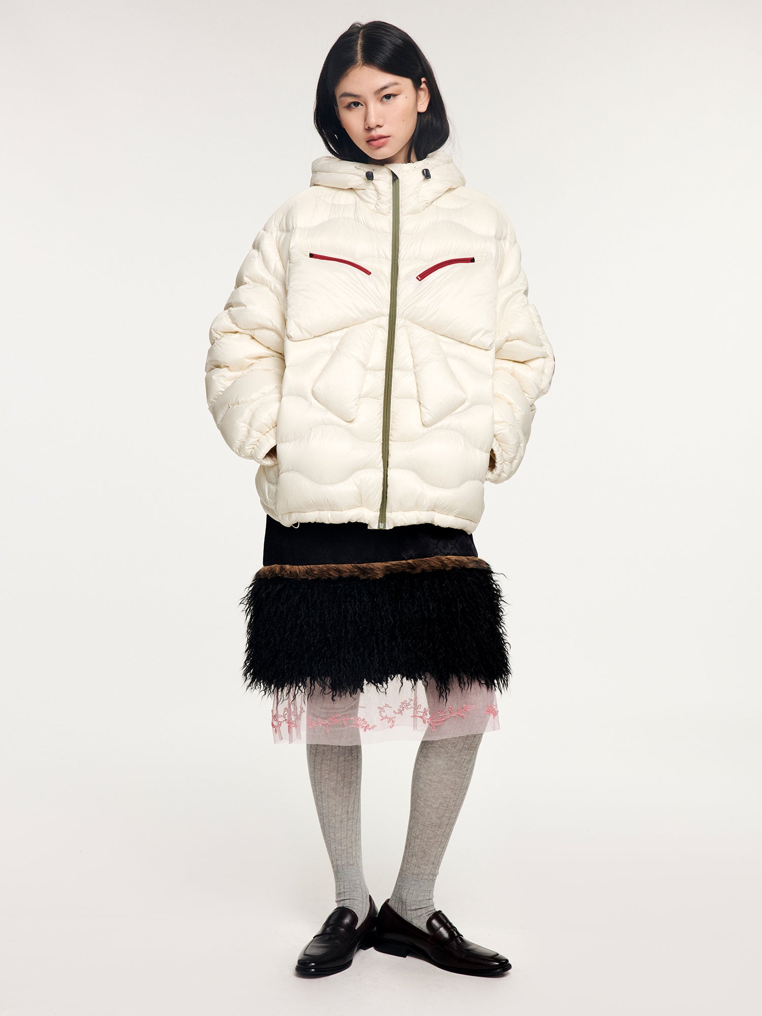 Classic bow outdoor down jacket