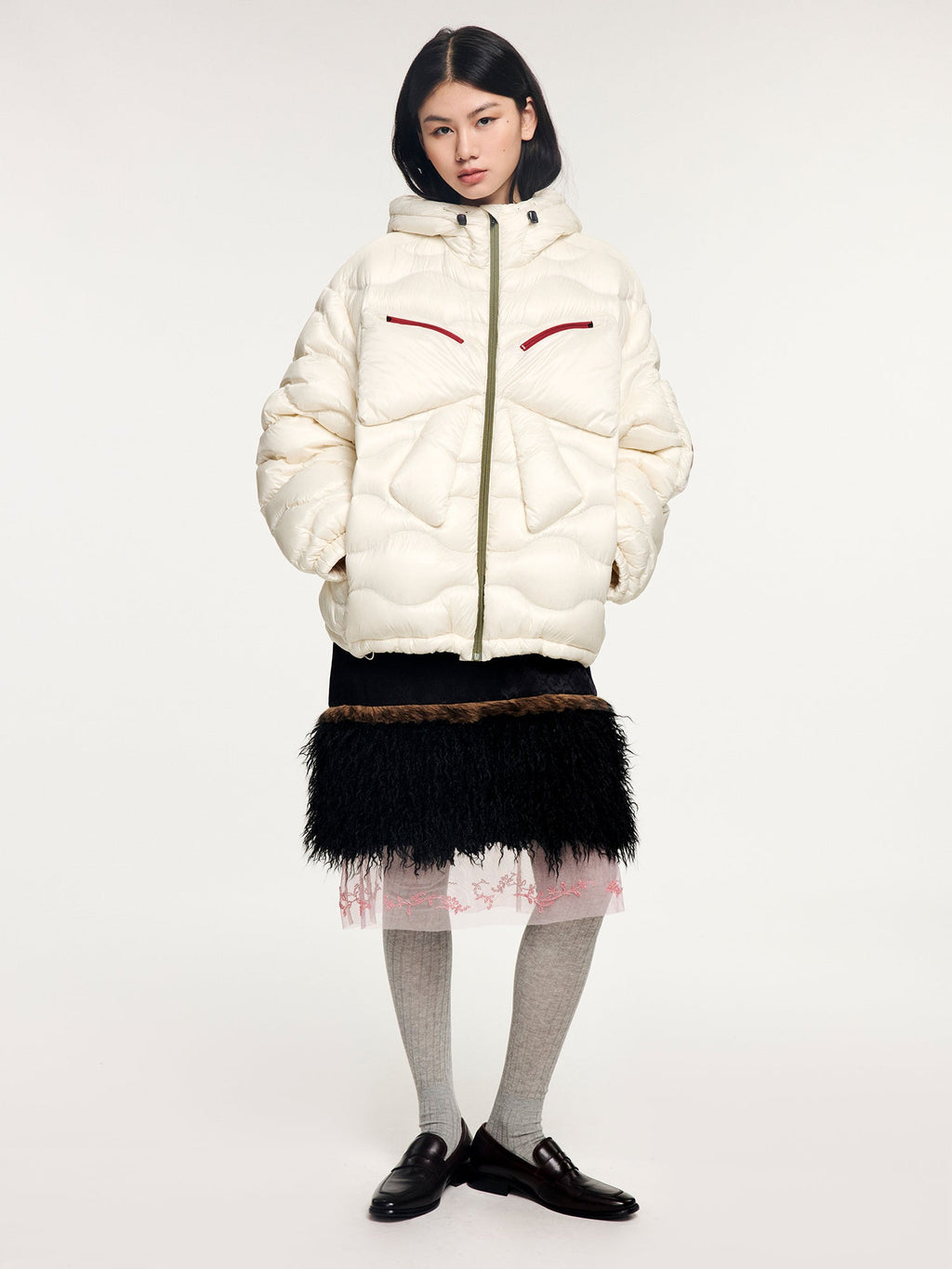 Classic bow outdoor down jacket