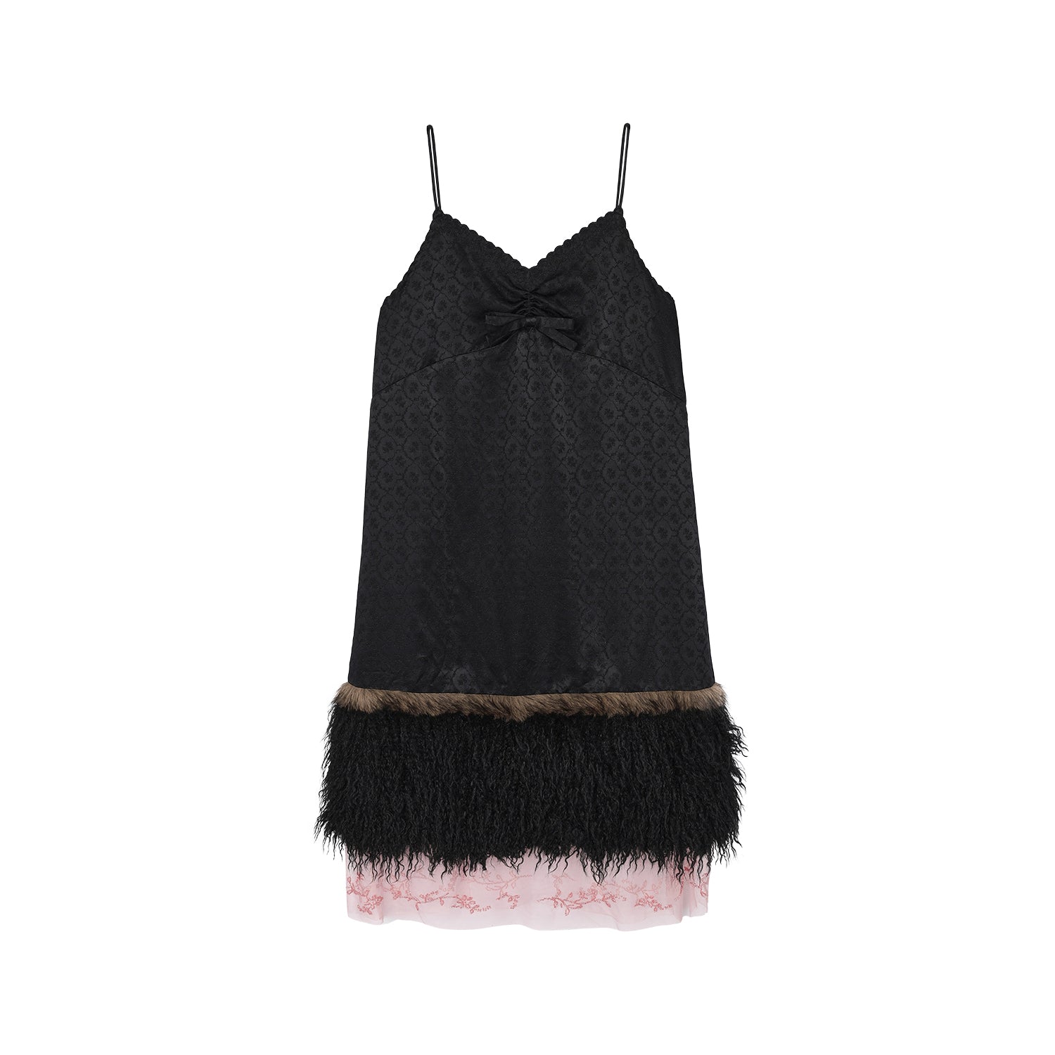 Jacquard slip dress with plush hem