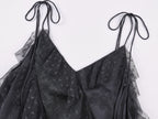 Lace ruffle jacquard slip dress