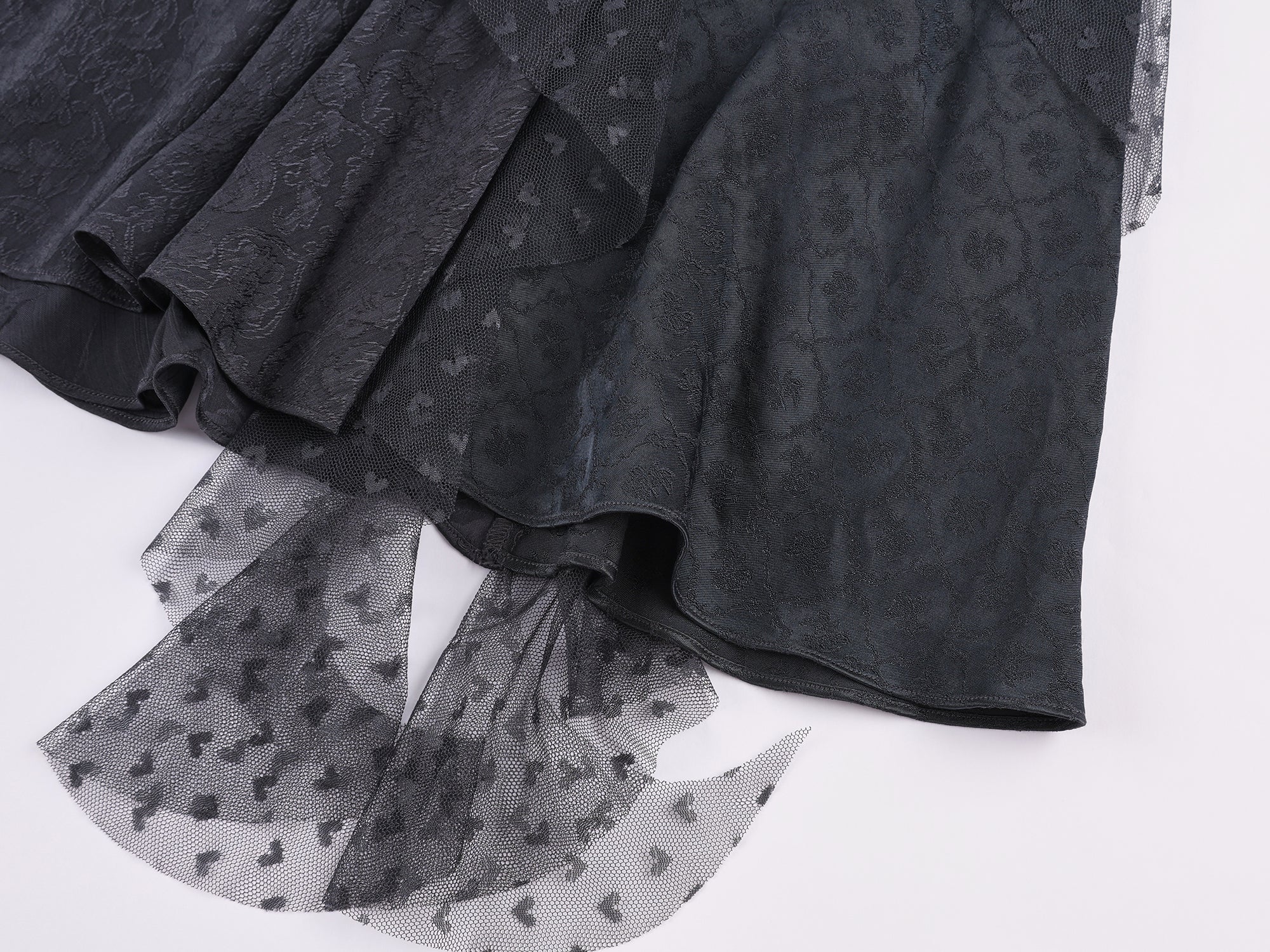 Lace ruffle jacquard slip dress