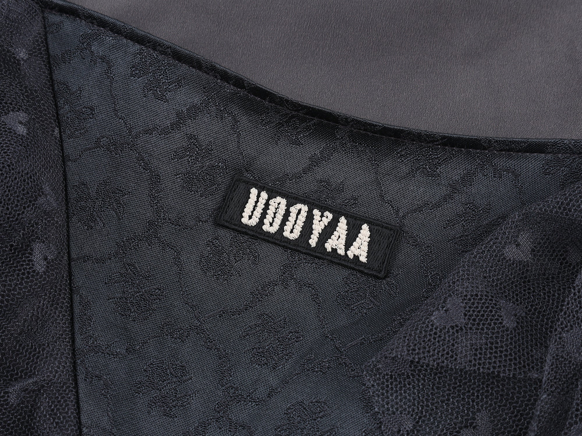 Lace ruffle jacquard slip dress