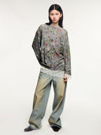 Pocket-flap washed denim jeans