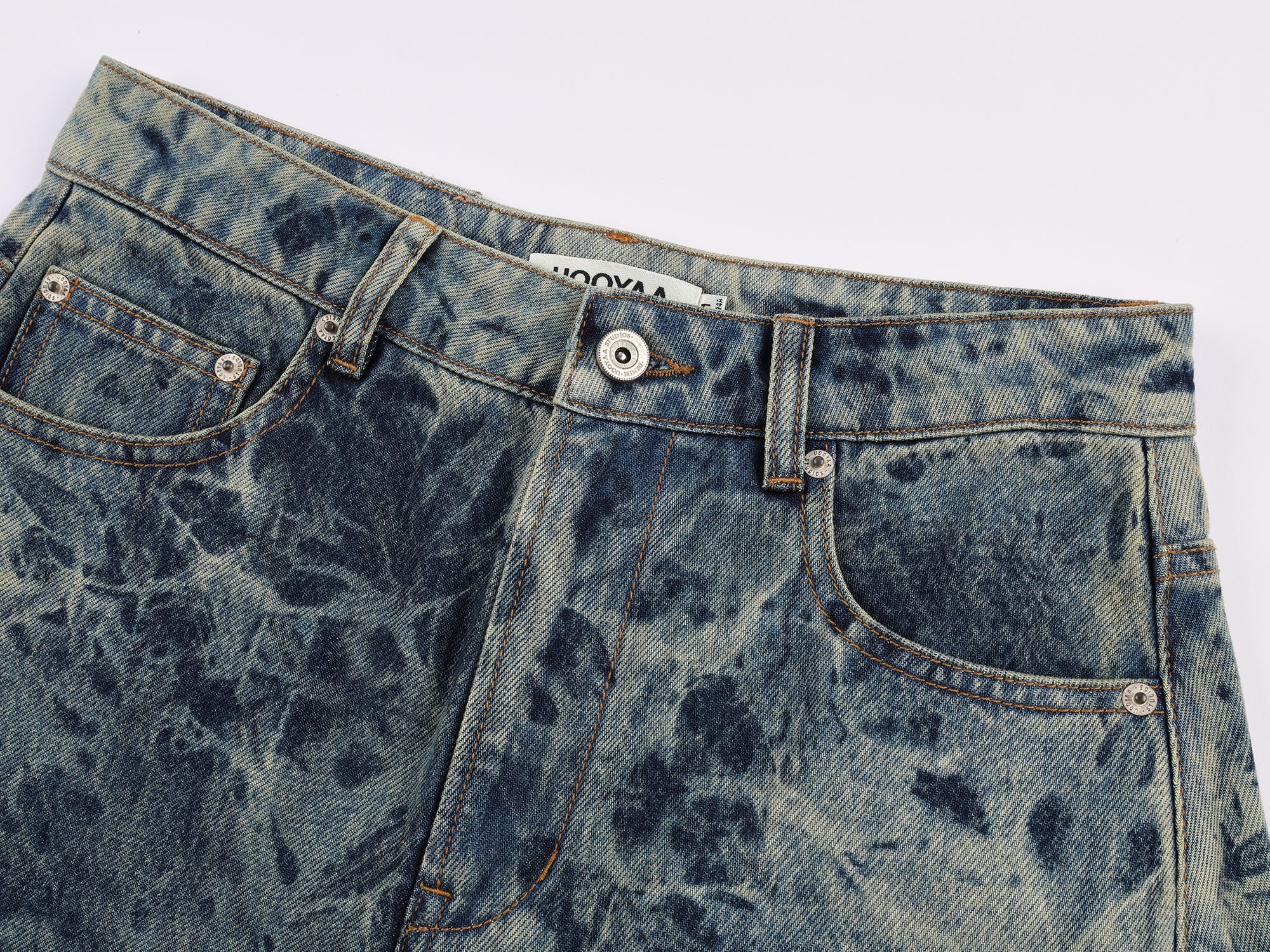 Tie-dye scimitar jeans