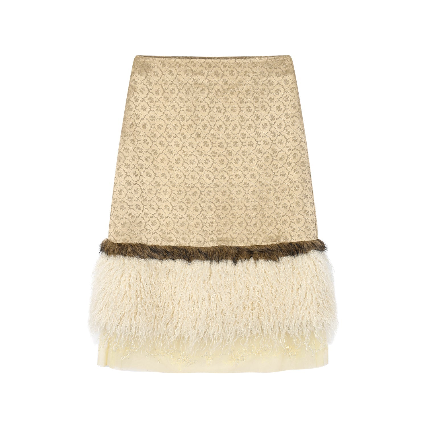 Jacquard skirt with plush hem