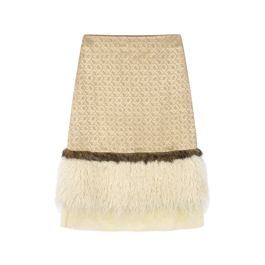 Jacquard skirt with plush hem