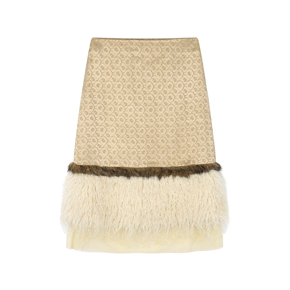 Jacquard skirt with plush hem