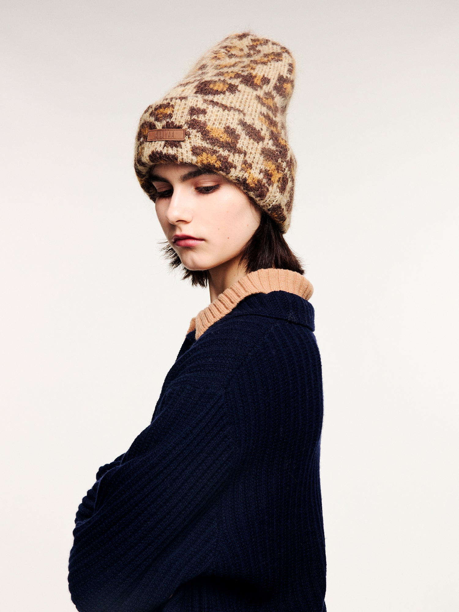 Leopard-knit hat