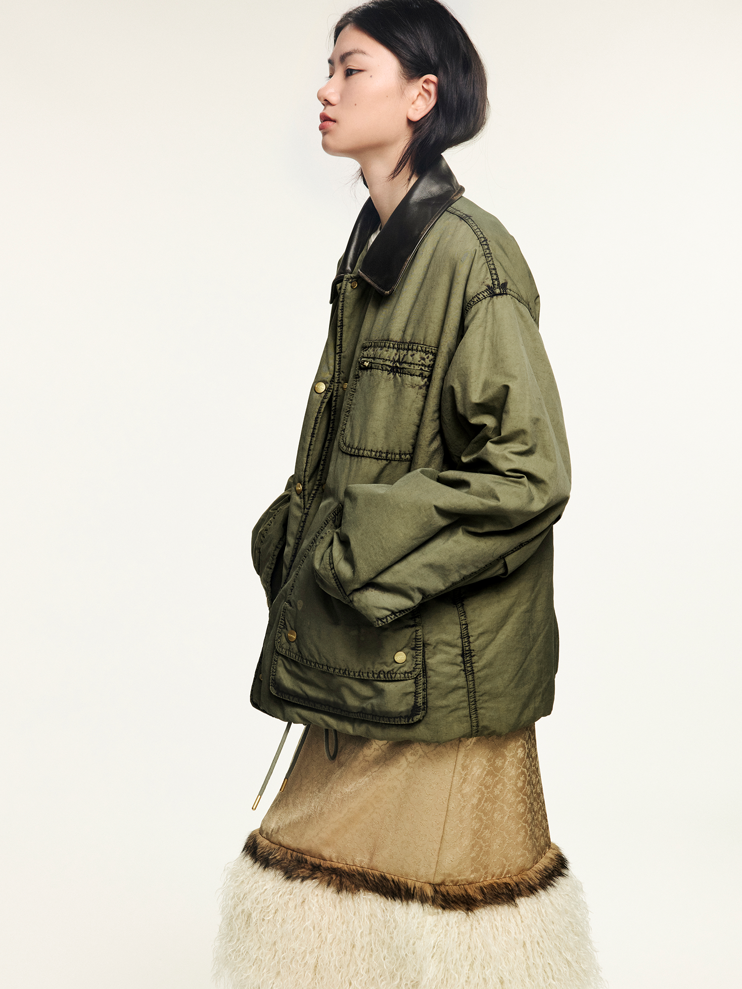 Two-tone washed hunting cotton jacket