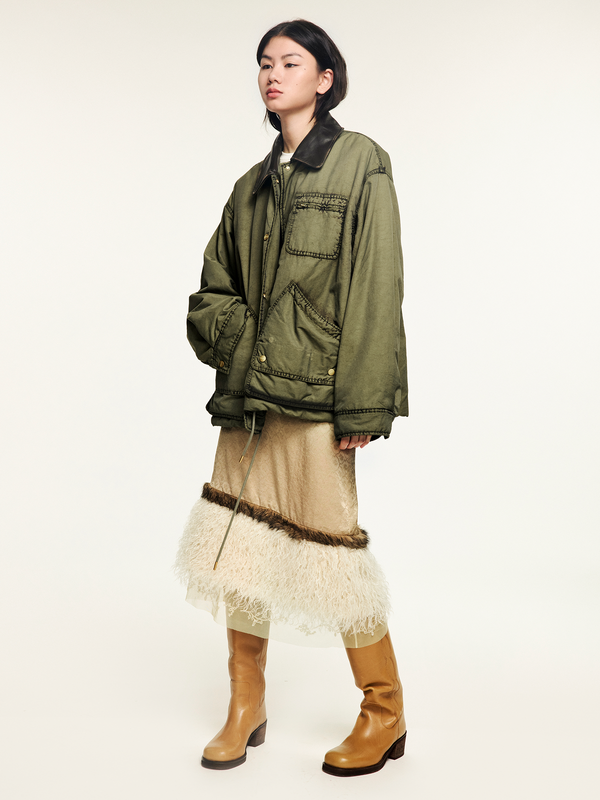 Two-tone washed hunting cotton jacket