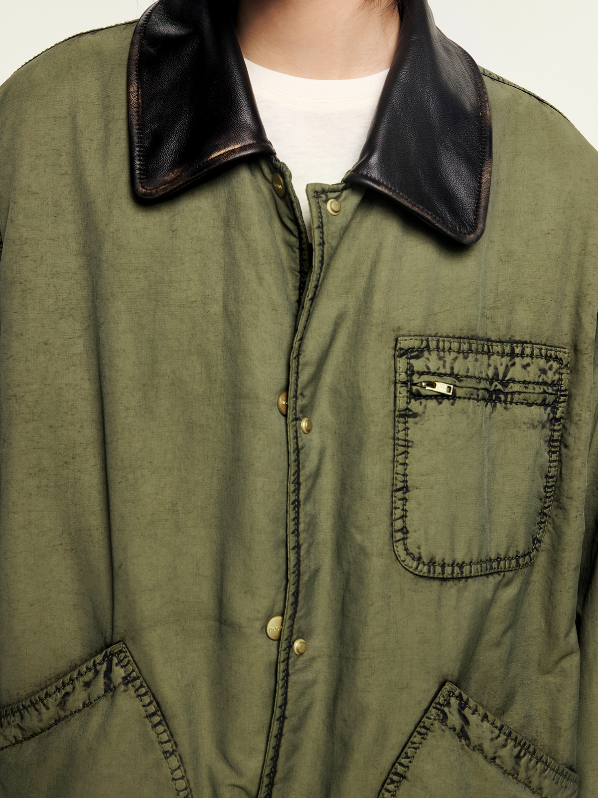 Two-tone washed hunting cotton jacket