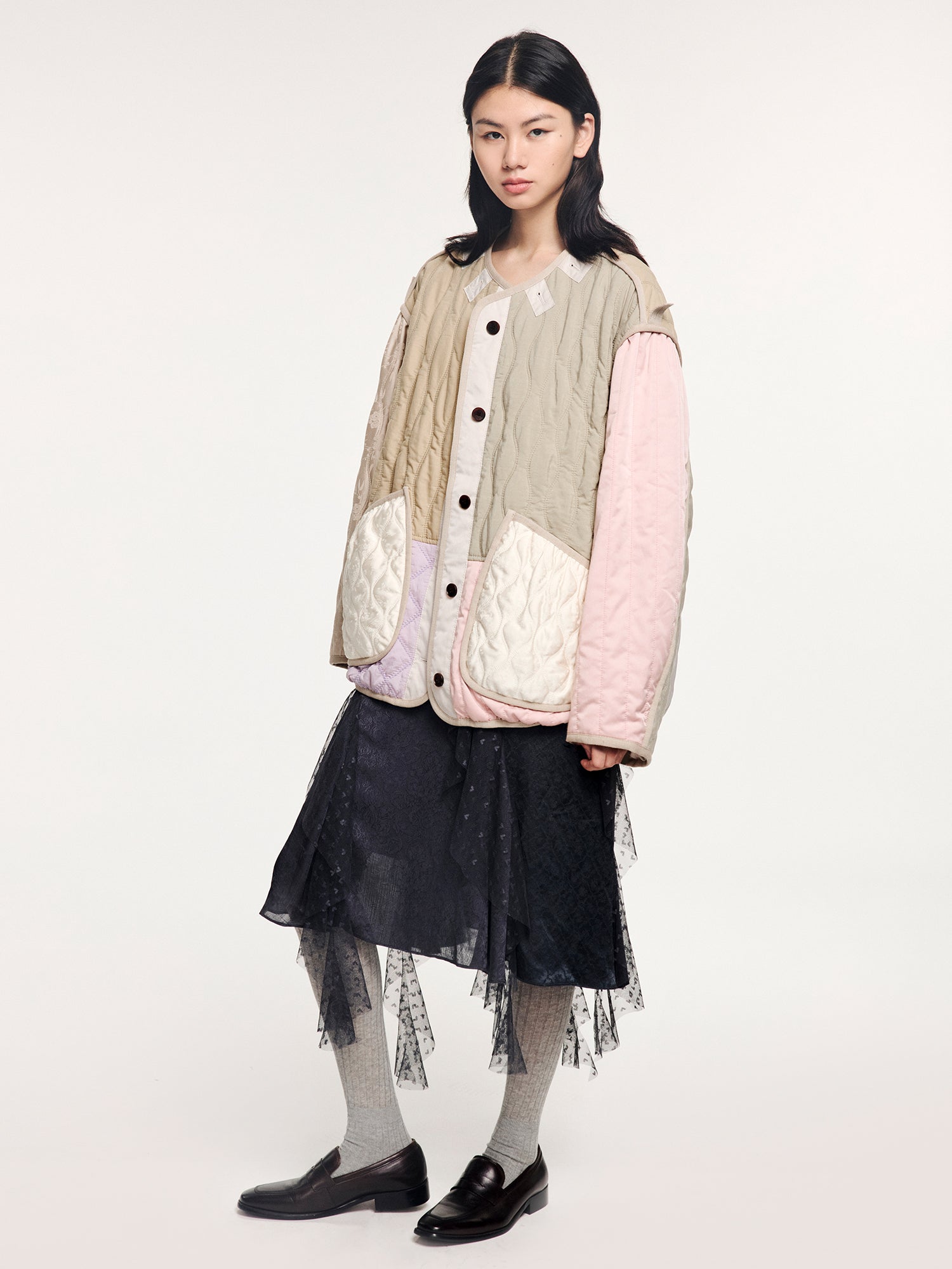 Color-block m65 quilted liner jacket