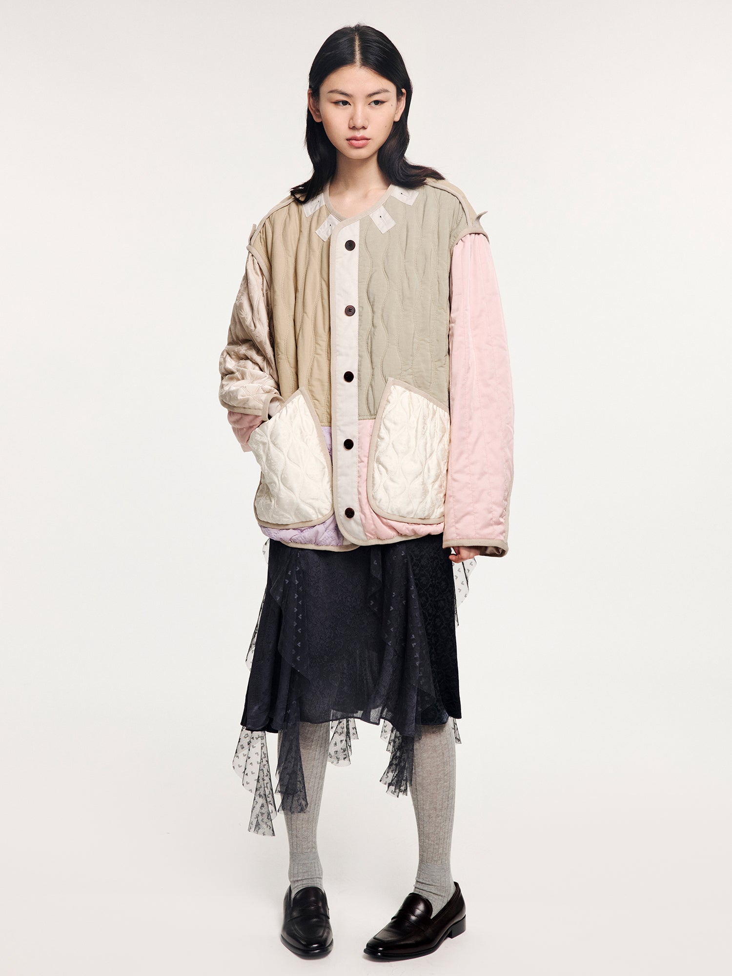 Color-block m65 quilted liner jacket