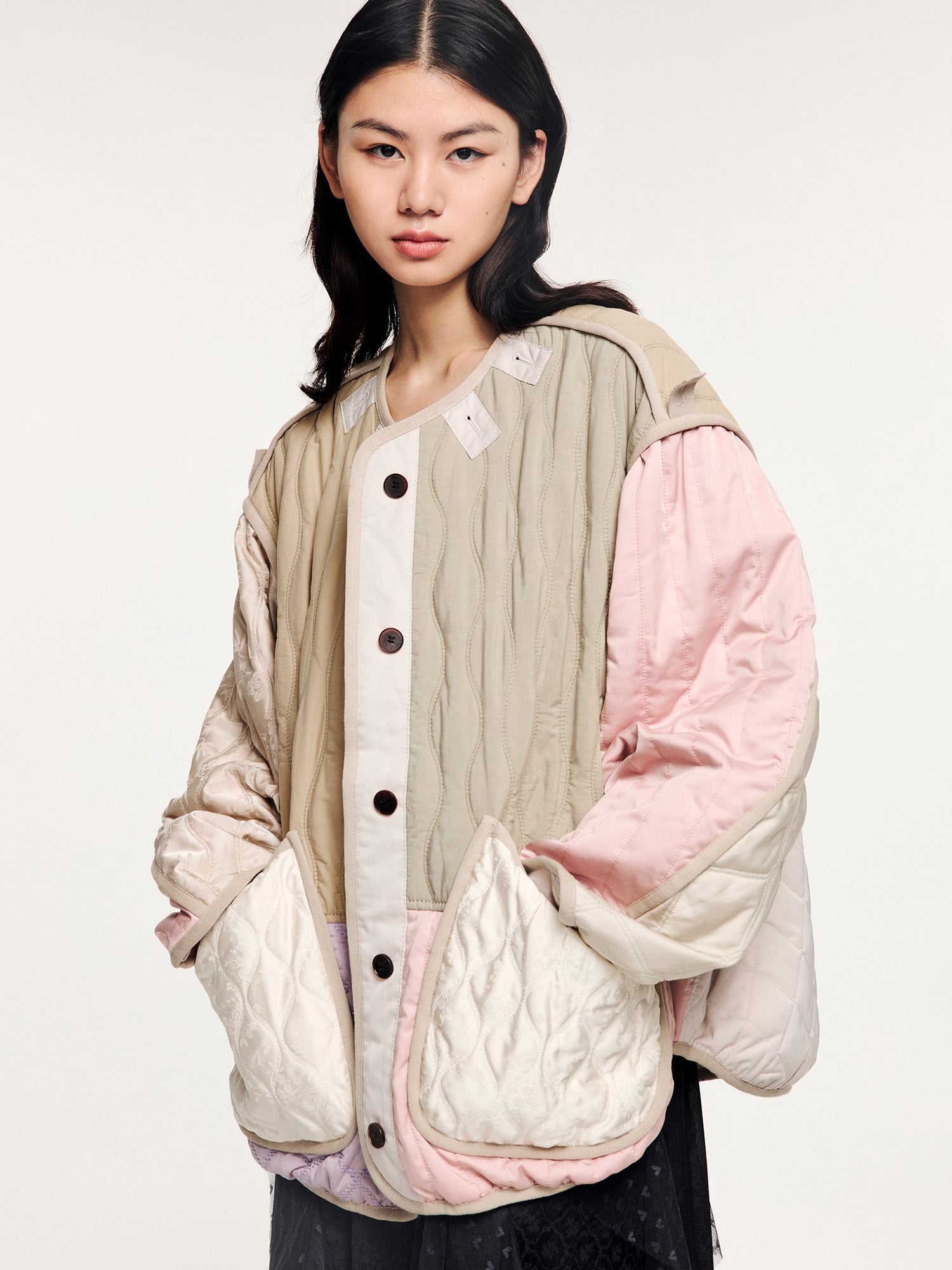 Color-block m65 quilted liner jacket
