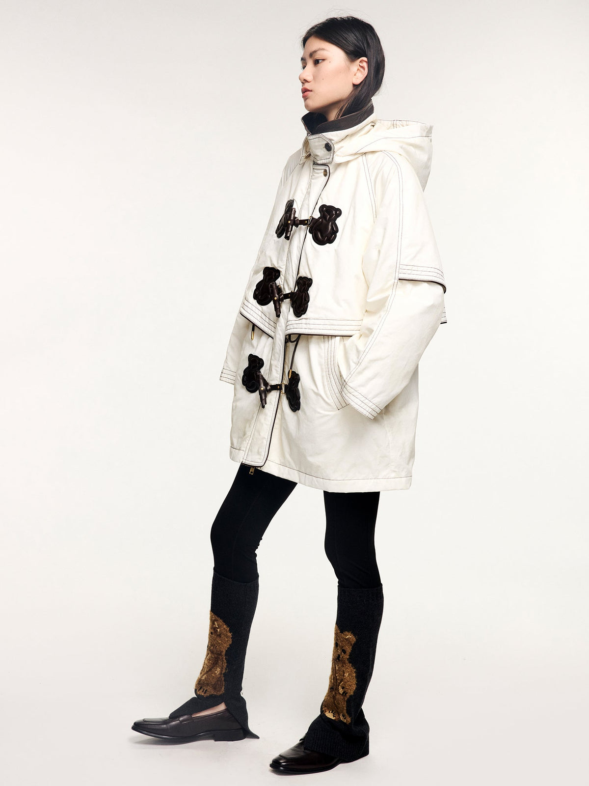 Sad bear parka cotton jacket