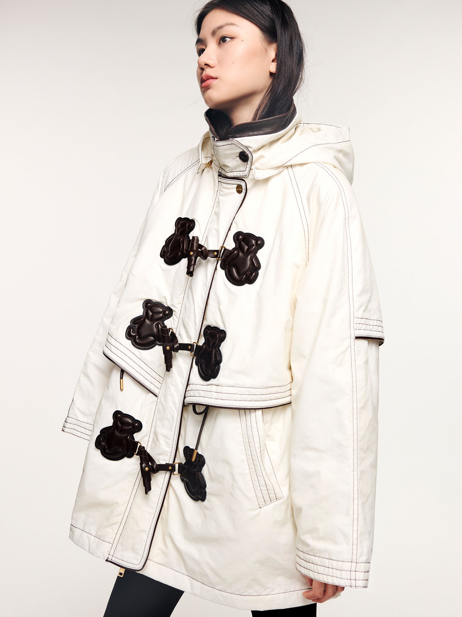 Sad bear parka cotton jacket