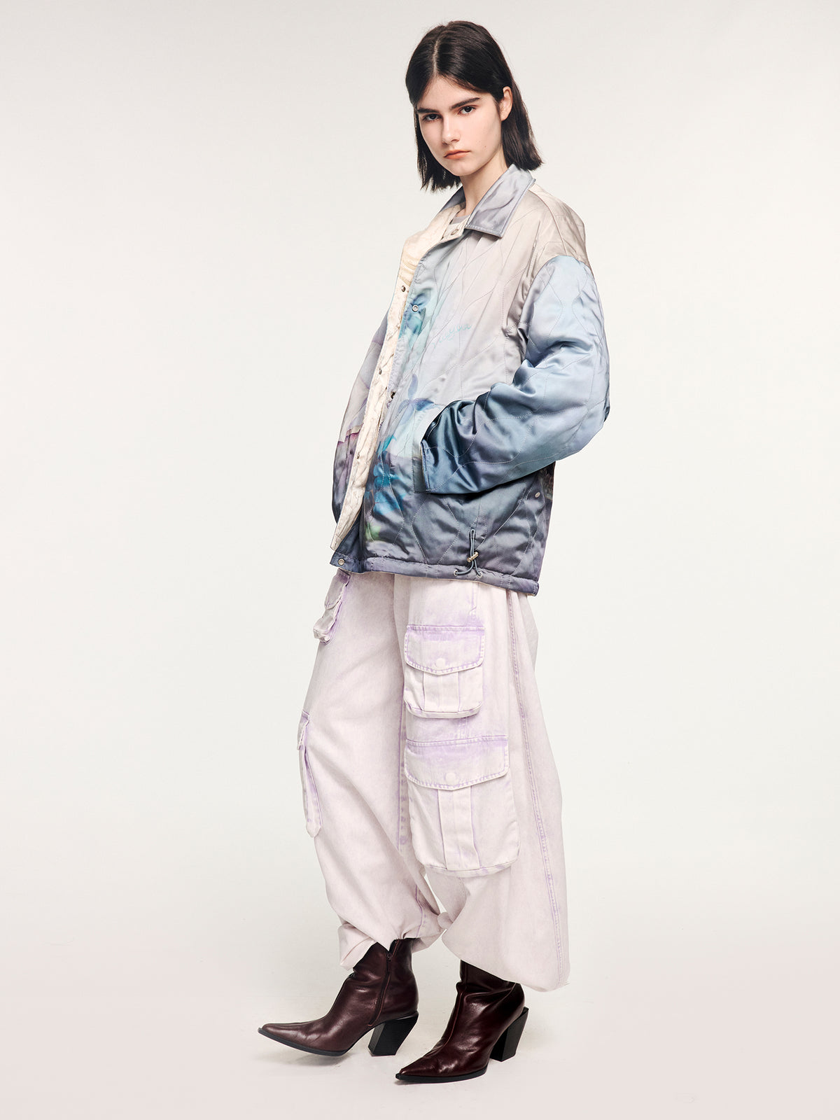 Reversible shirt-style padded jacket