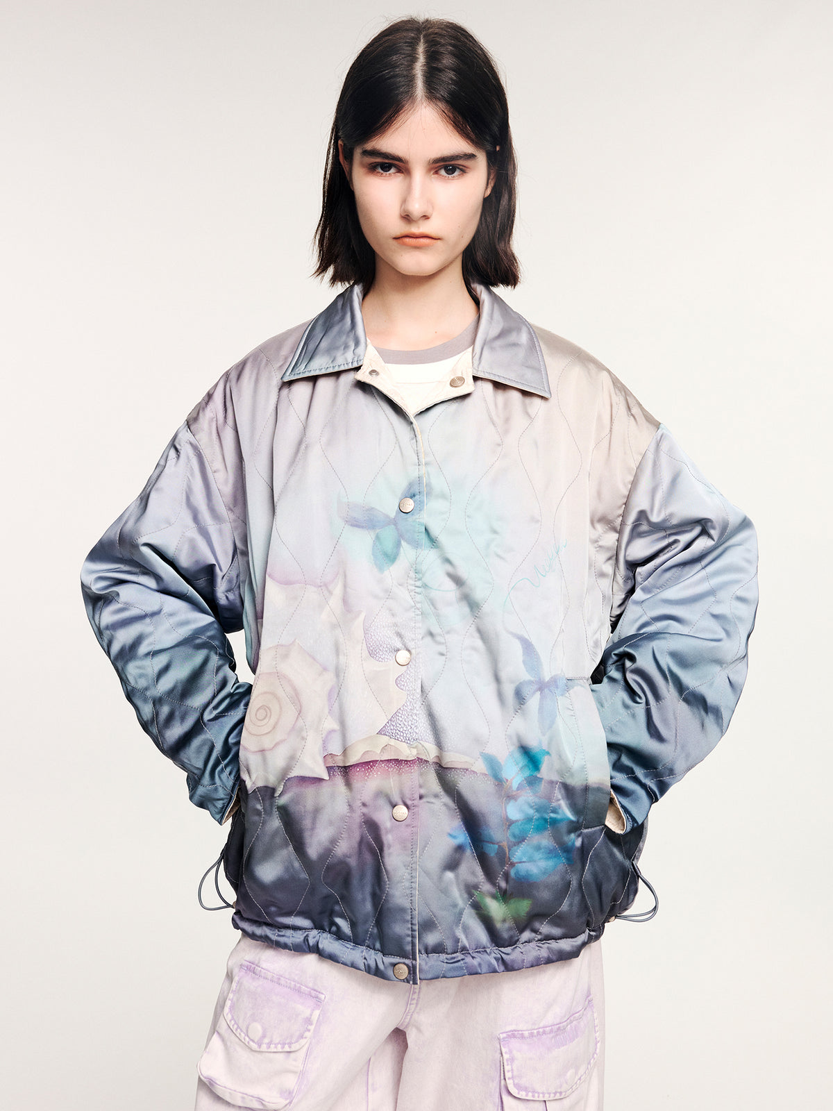 Reversible shirt-style padded jacket