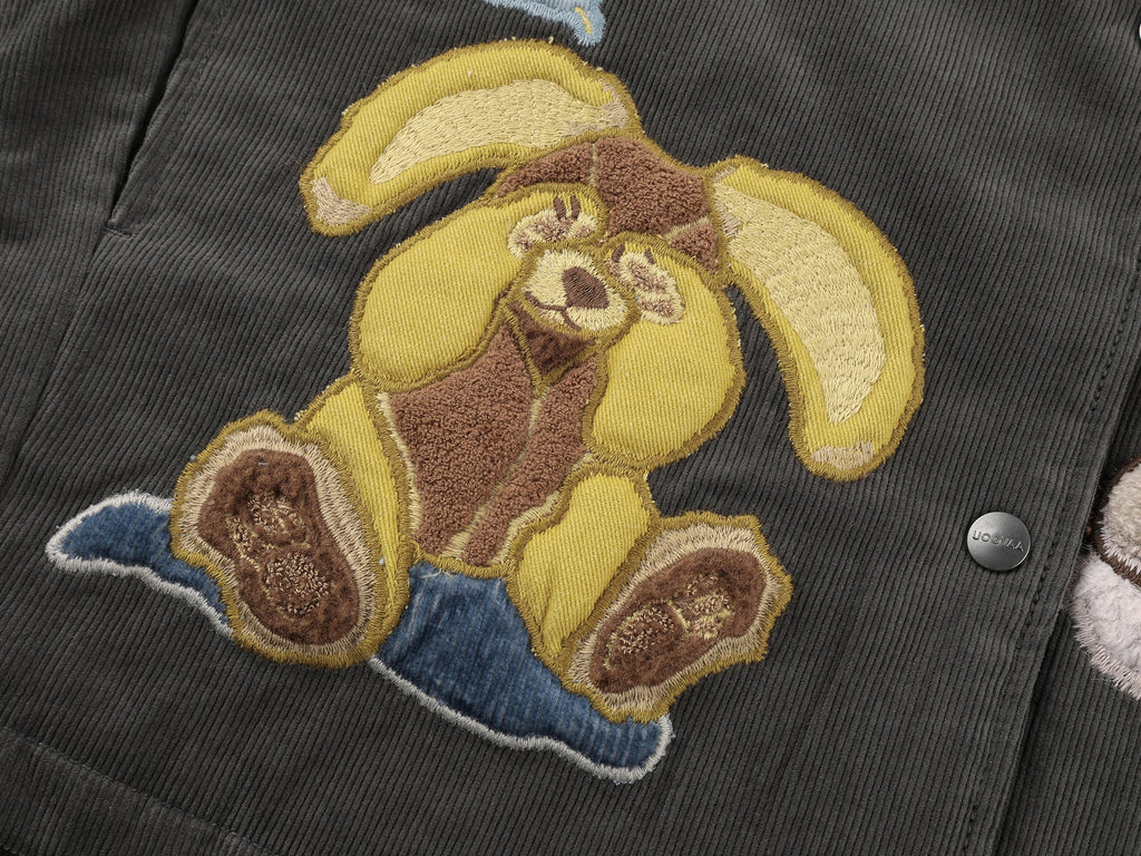 Fantasy elf padded jacket with 3D appliqué embroidery