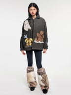 Fantasy elf padded jacket with 3D appliqué embroidery