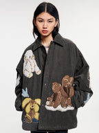 Fantasy elf padded jacket with 3D appliqué embroidery