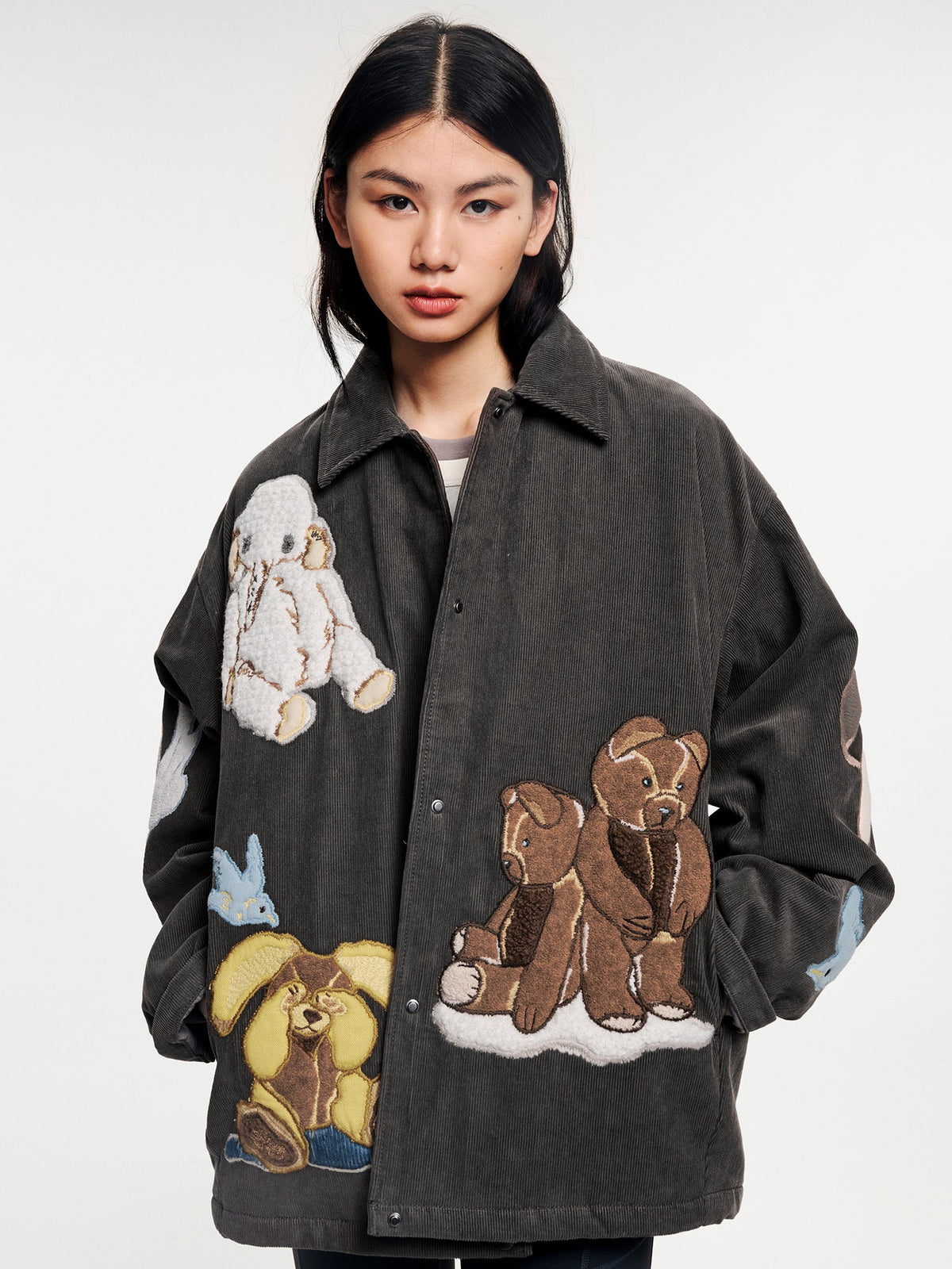 Fantasy elf padded jacket with 3D appliqué embroidery