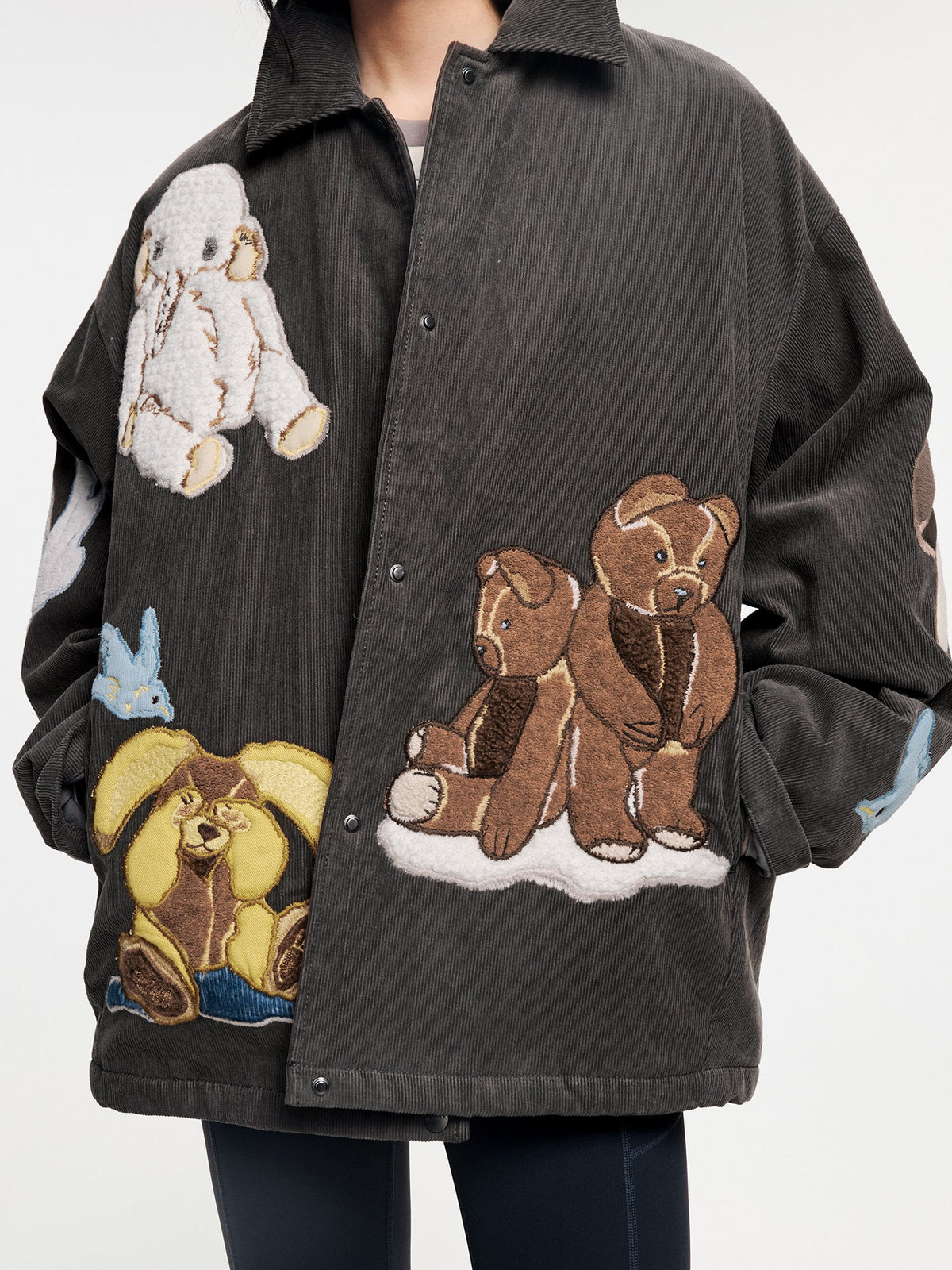 Fantasy elf padded jacket with 3D appliqué embroidery