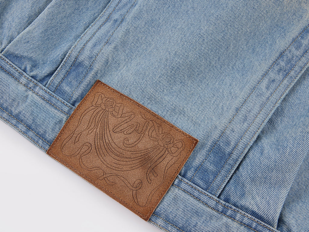 Denim bomber jacket with toscana shearling